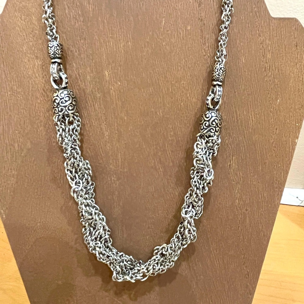 BRIGHTON Silver plate multi strand chain  Necklace